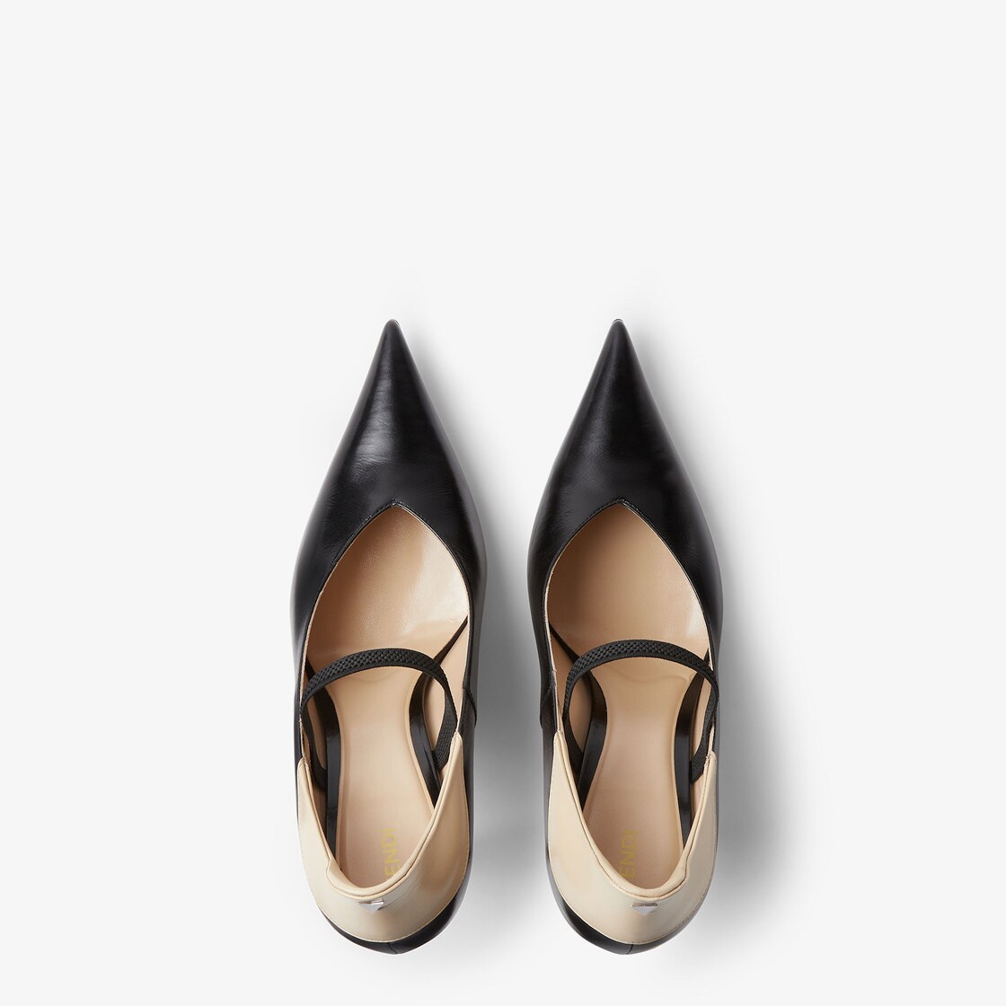 FENDI Nude Black and beige leather court shoes Black - Image 4/5