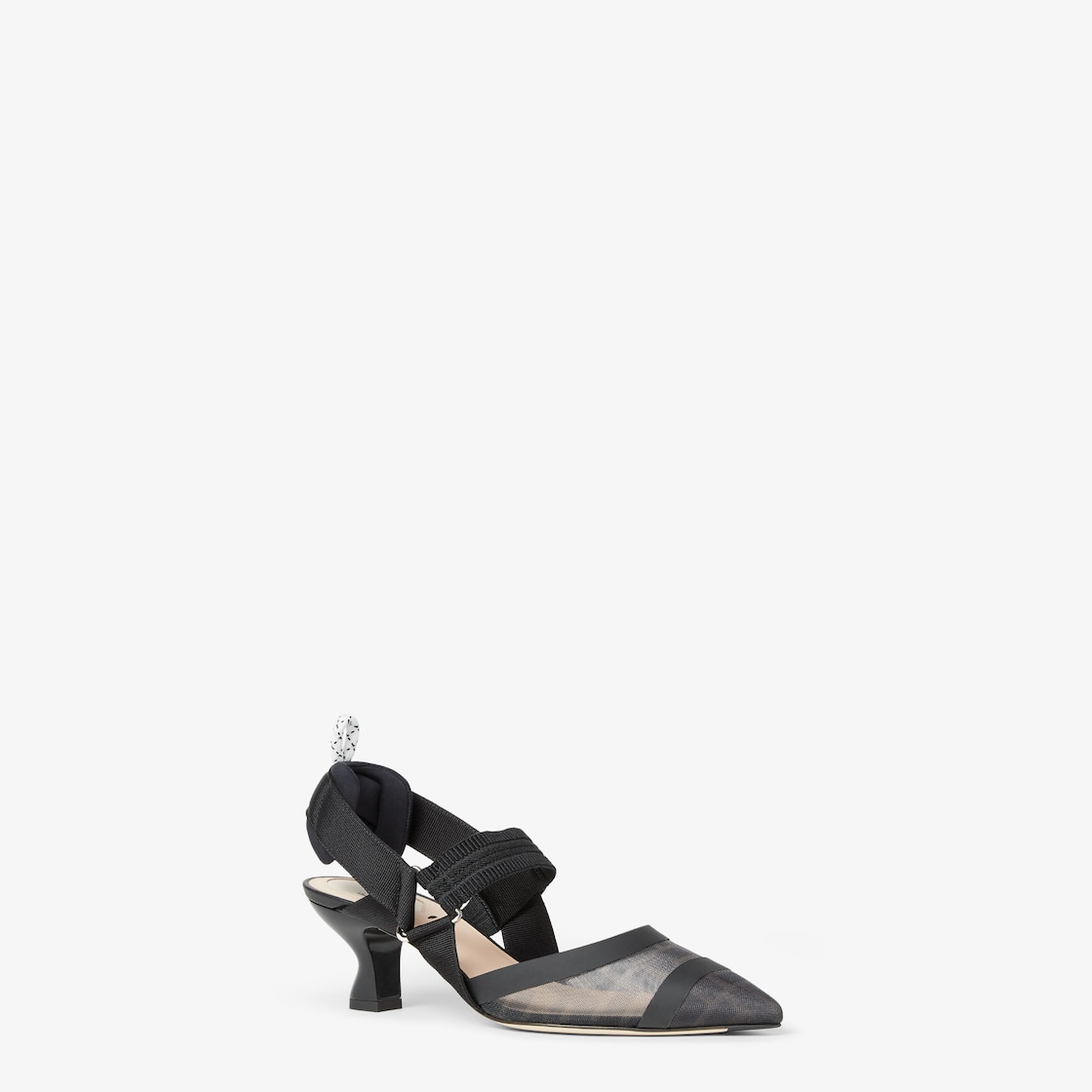 Colibrì Black leather and mesh slingbacks with medium heel Black - Image 2/4