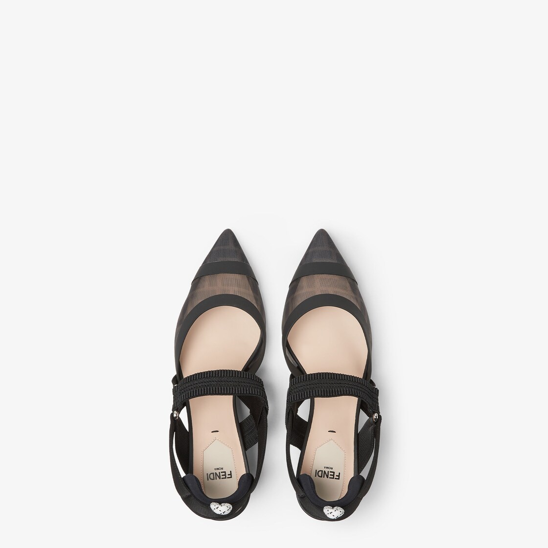 Colibrì - Black leather and mesh slingbacks with medium heel