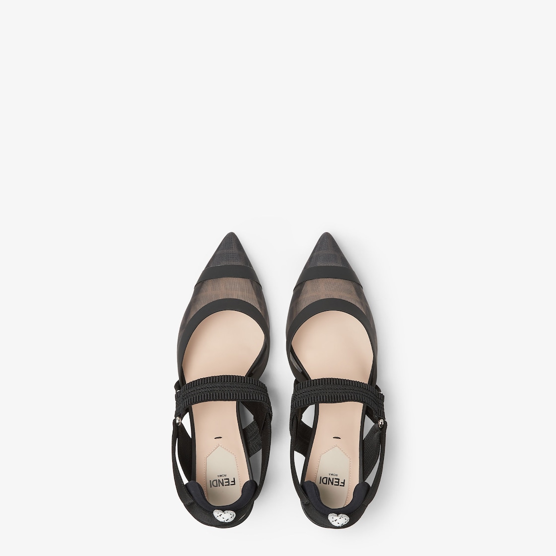 Colibrì Black leather and mesh slingbacks with medium heel Black - Image 4/4