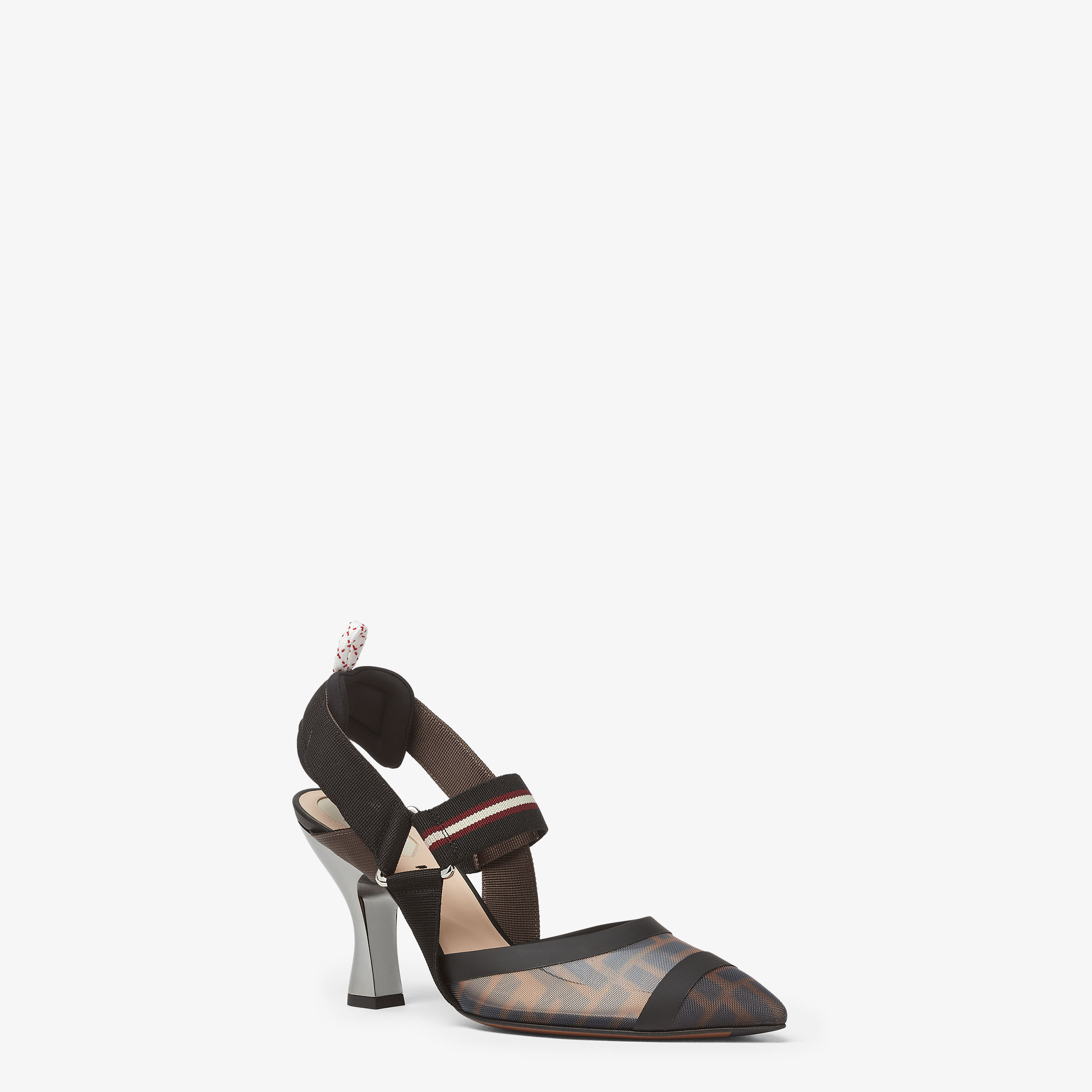 FENDI 25SS Colibri パッチワーク マルチカラーメッシュ ヒール Fendi Colibri 85MM Crystal-Embellished Slingback Pumps