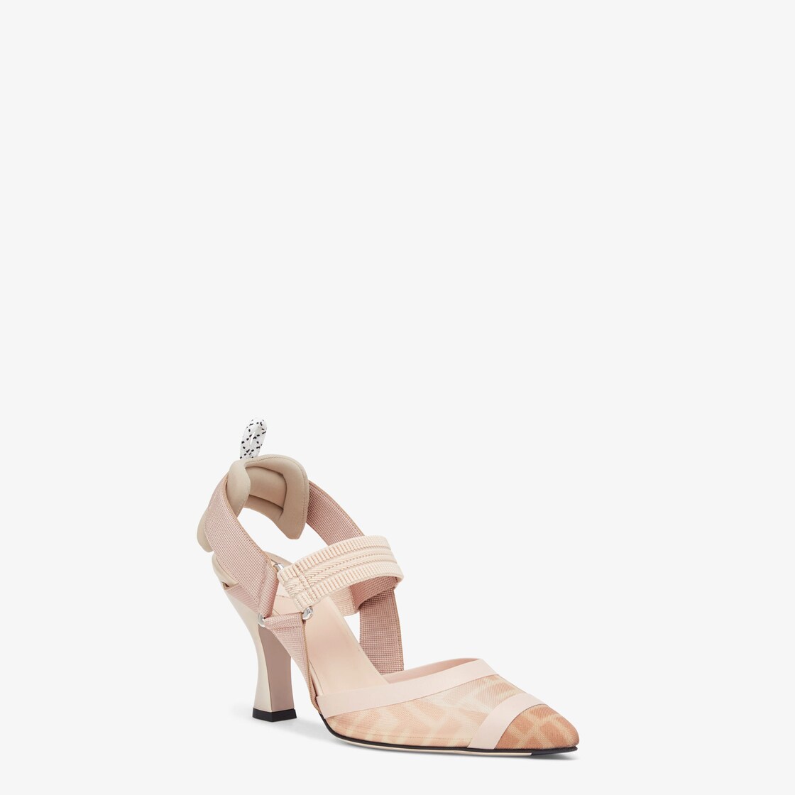 Colibrì - Nude leather and pink mesh slingbacks with high heel | Fendi