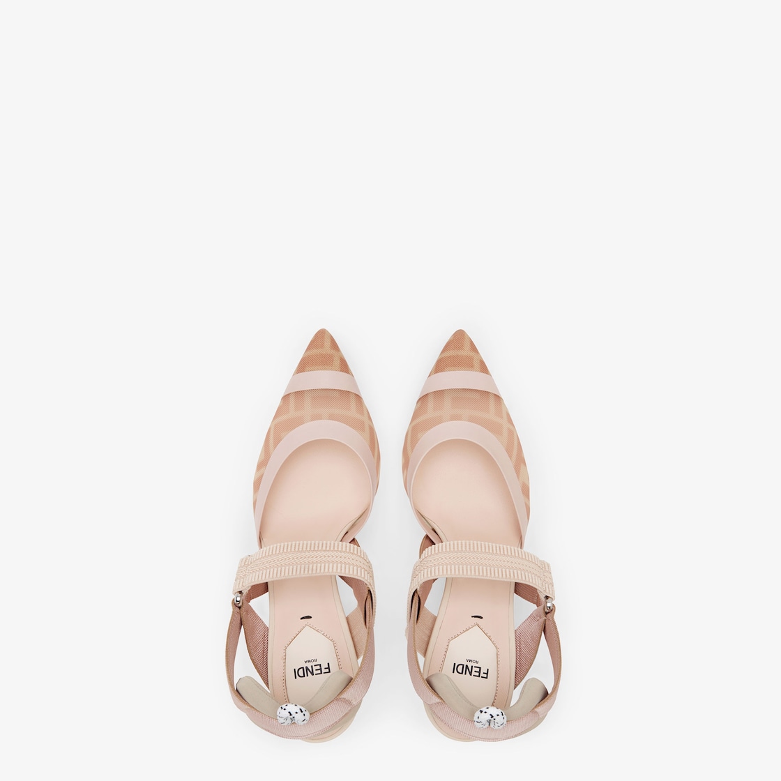 Colibrì - Nude leather and pink mesh slingbacks with high heel | Fendi