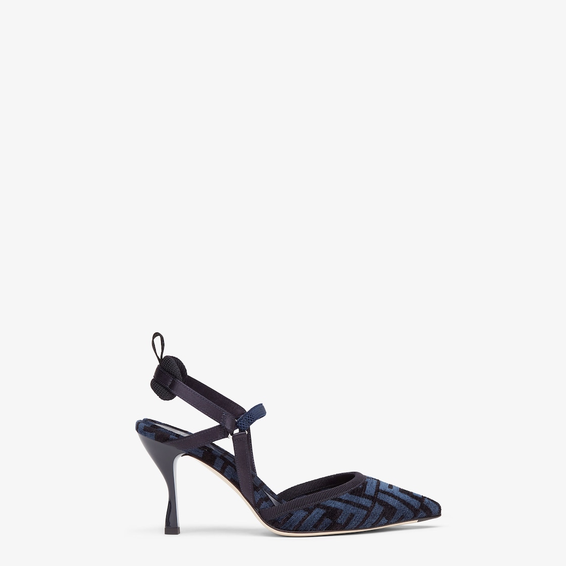 Colibrì Lite - High-heeled blue FF chenille slingbacks | Fendi