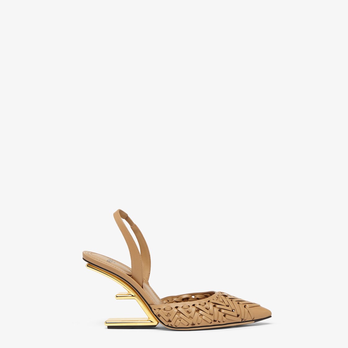 Fendi First - Beige leather high-heeled slingbacks | Fendi