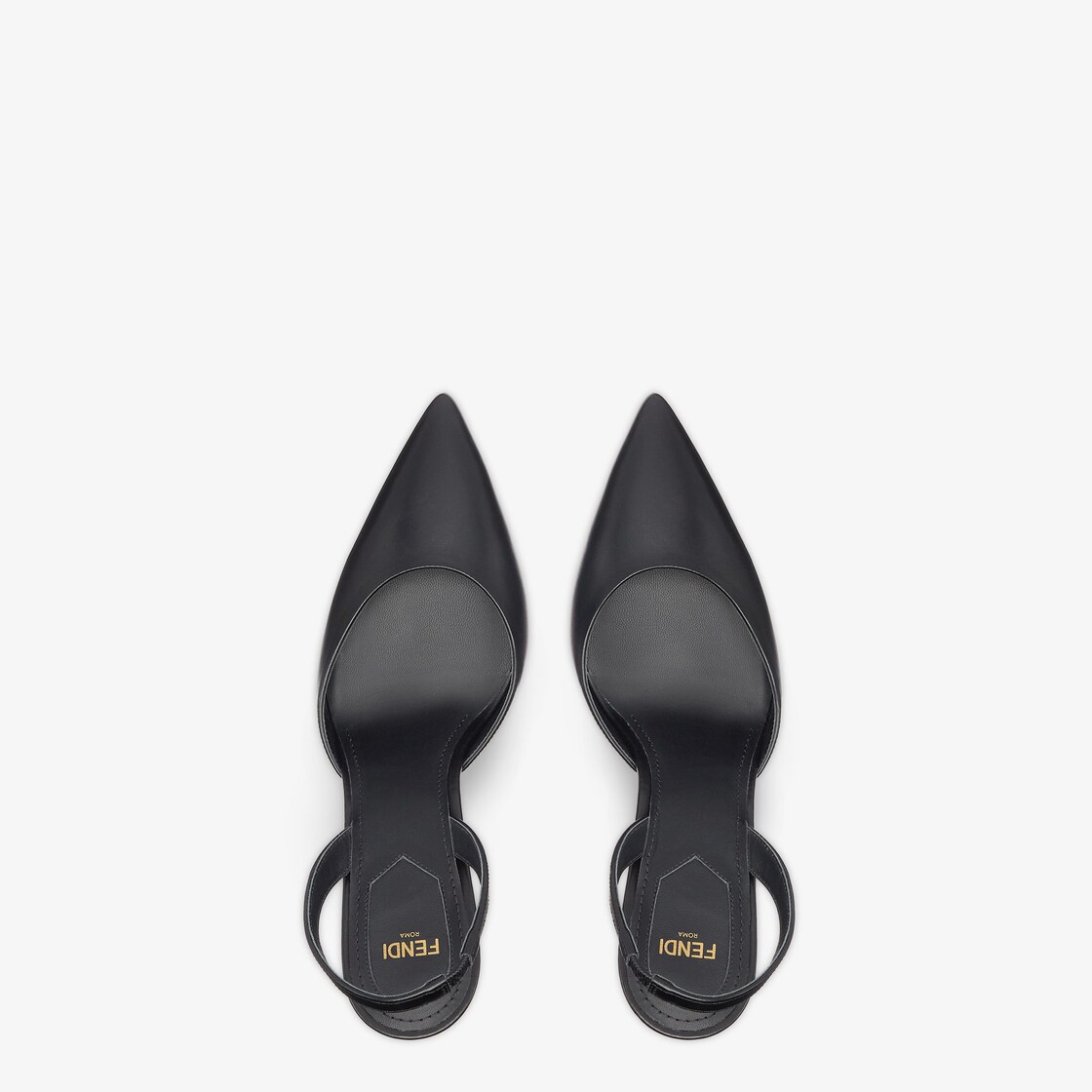 Fendi black store leather slingbacks