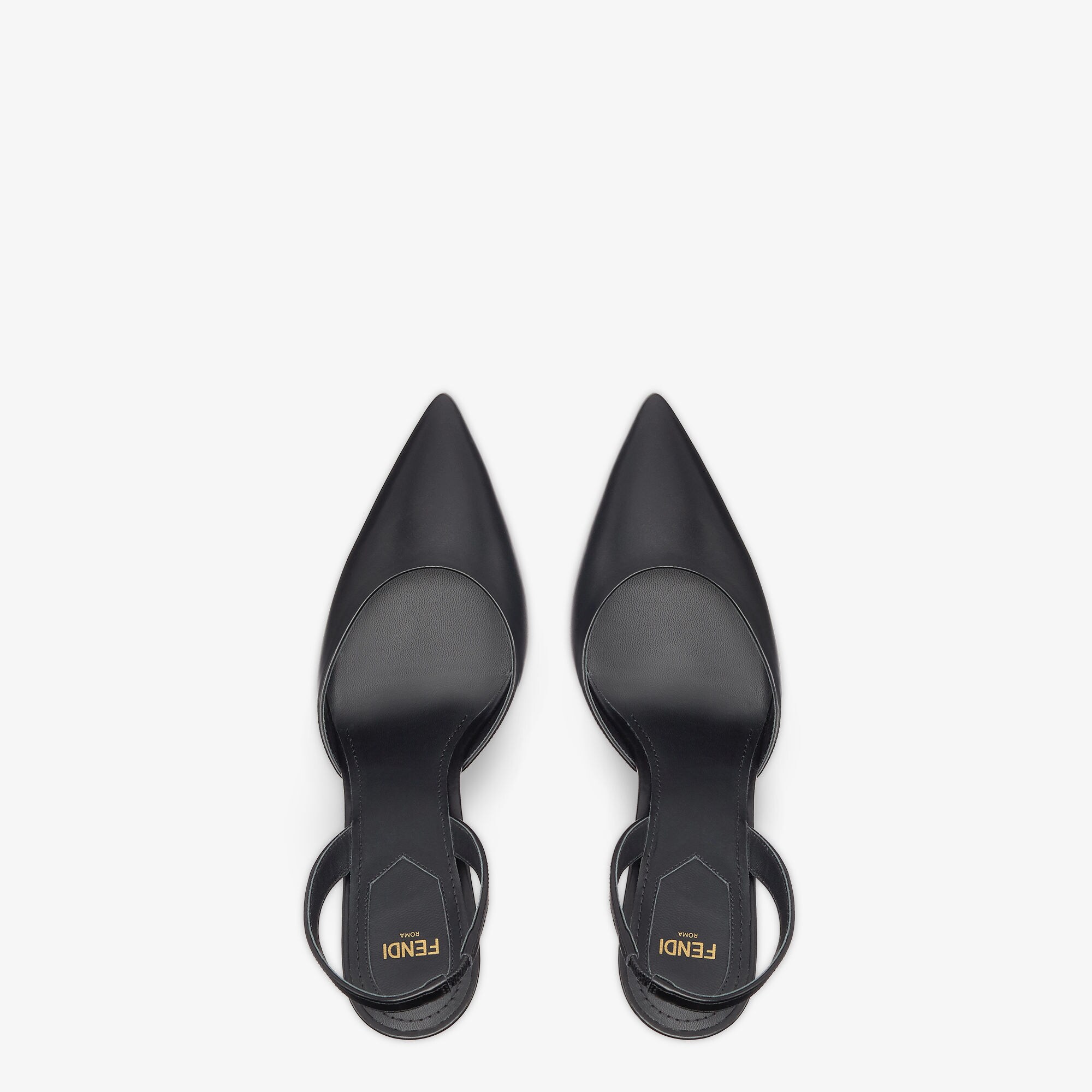 Fendi FirstBlack leather high heeled slingbacks