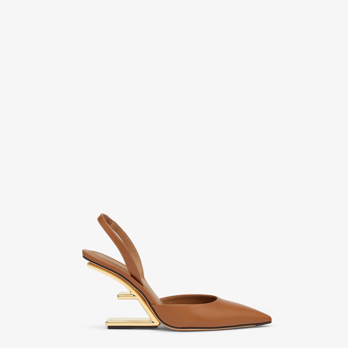 Fendi First Brown leather high-heeled slingbacks Brown - Image 1/4