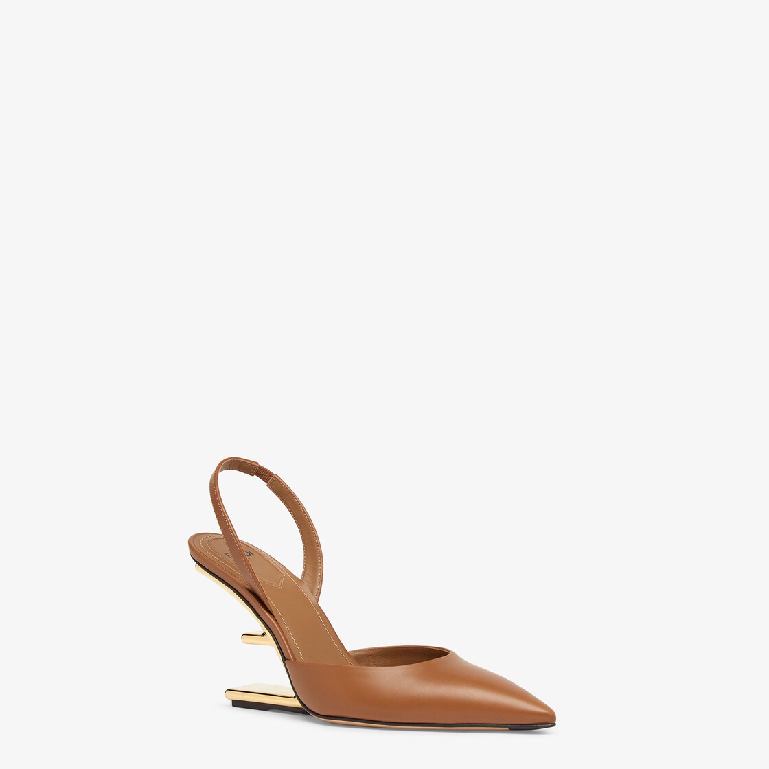 Fendi First Brown leather high-heeled slingbacks Brown - Image 2/4