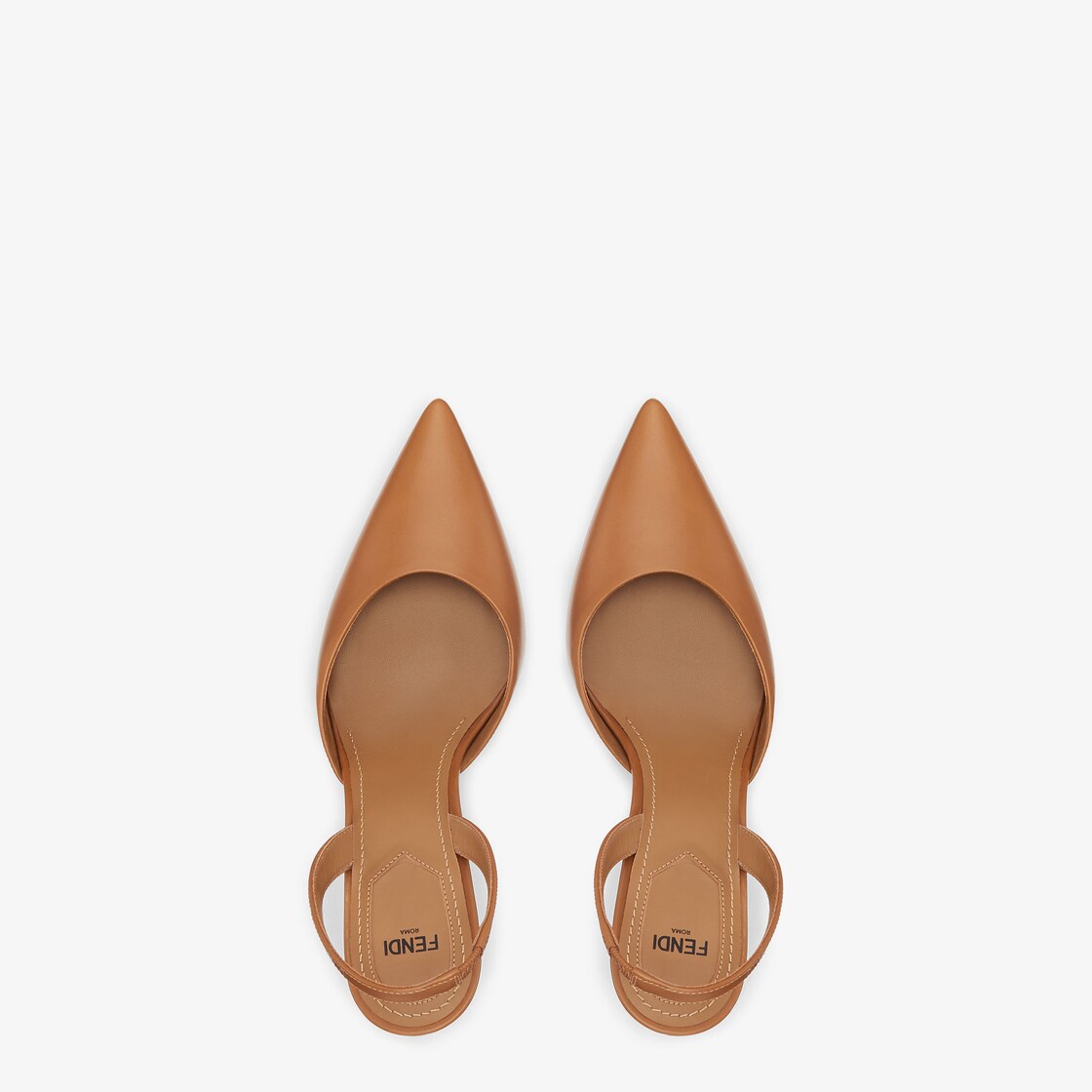 Fendi First Brown leather high-heeled slingbacks Brown - Image 4/4