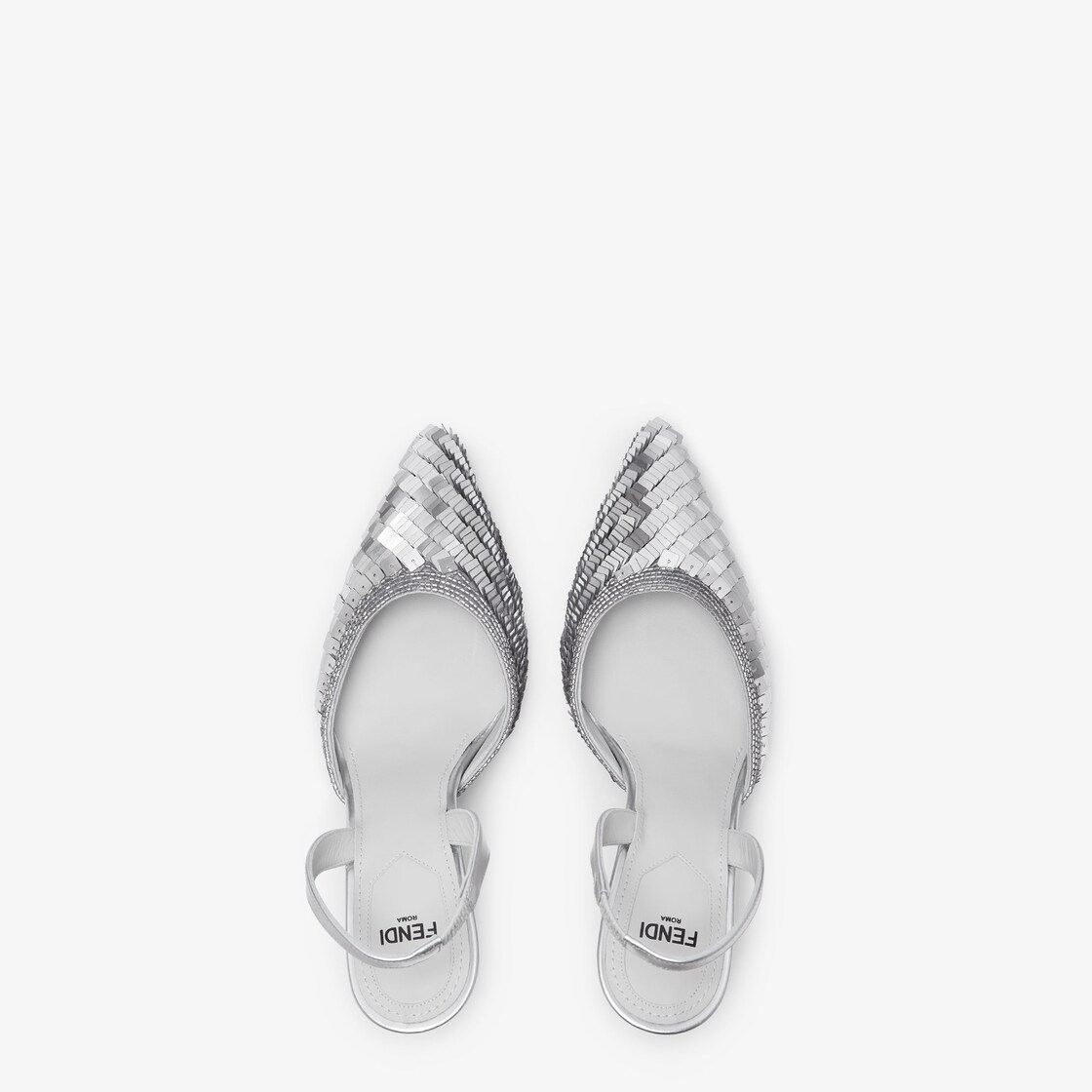 fendi silver heels