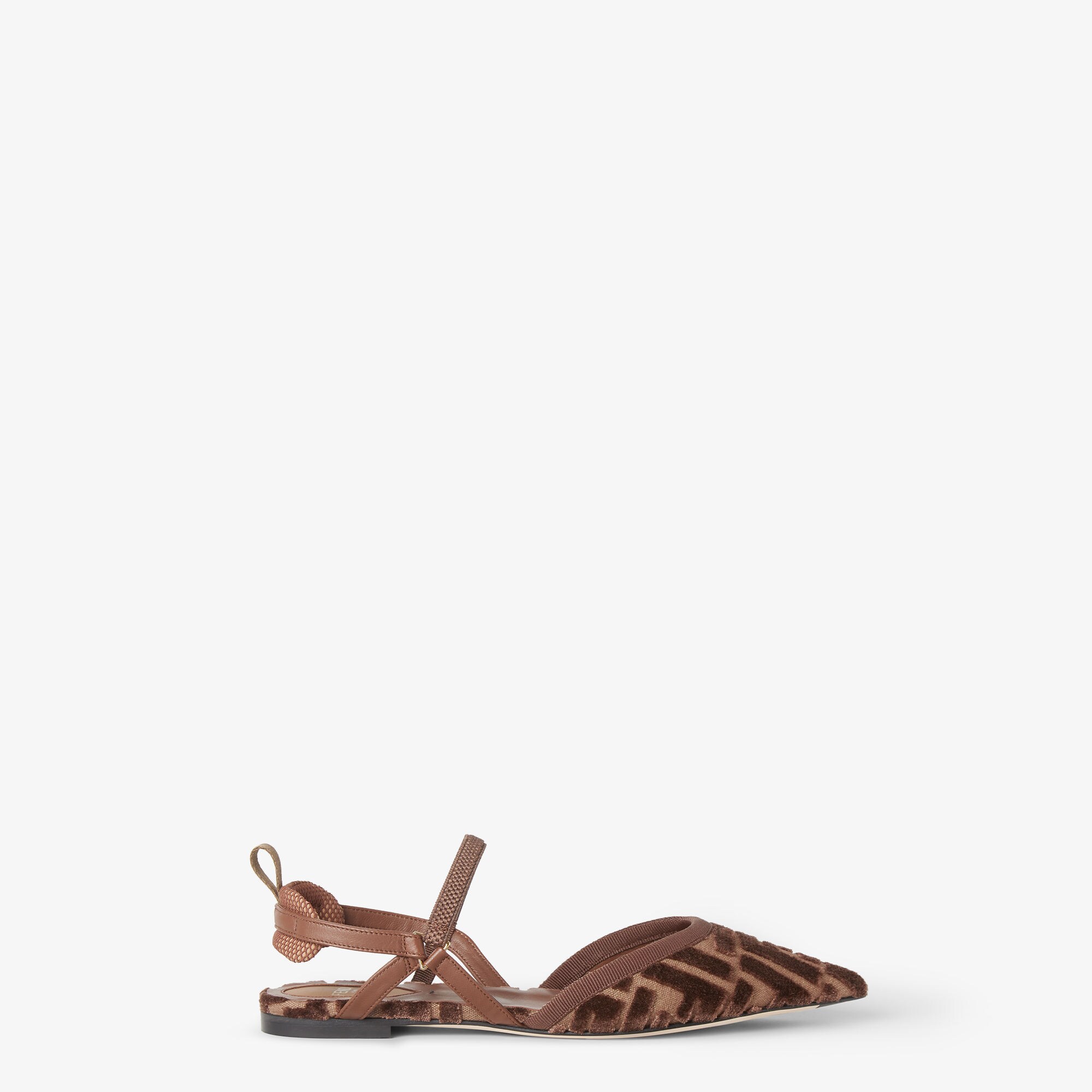 アウトレット【FENDI】Colibri Lite チェーン フラットパンプス Colibrì Lite Fabric Brown | Fendi