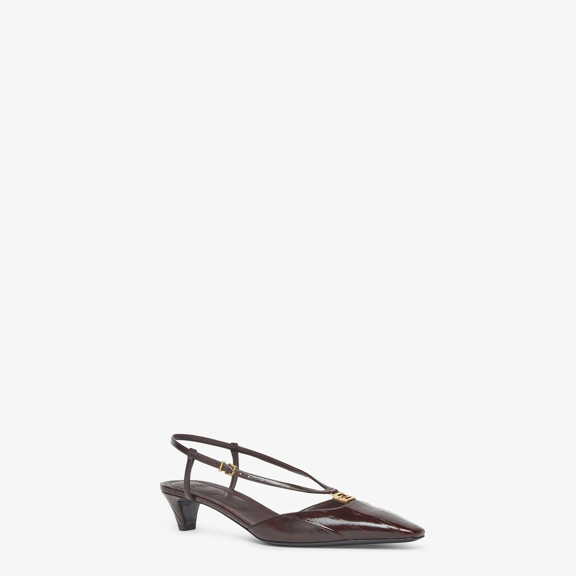 Fendi FFold Brown eel leather low-heeled slingbacks Brown - Image 2/5