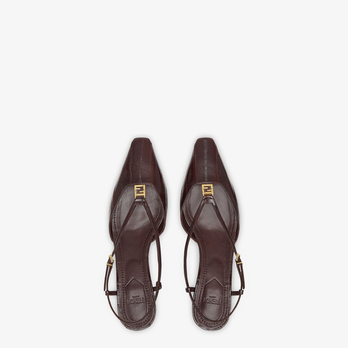 Fendi FFold Brown eel leather low-heeled slingbacks Brown - Image 4/5