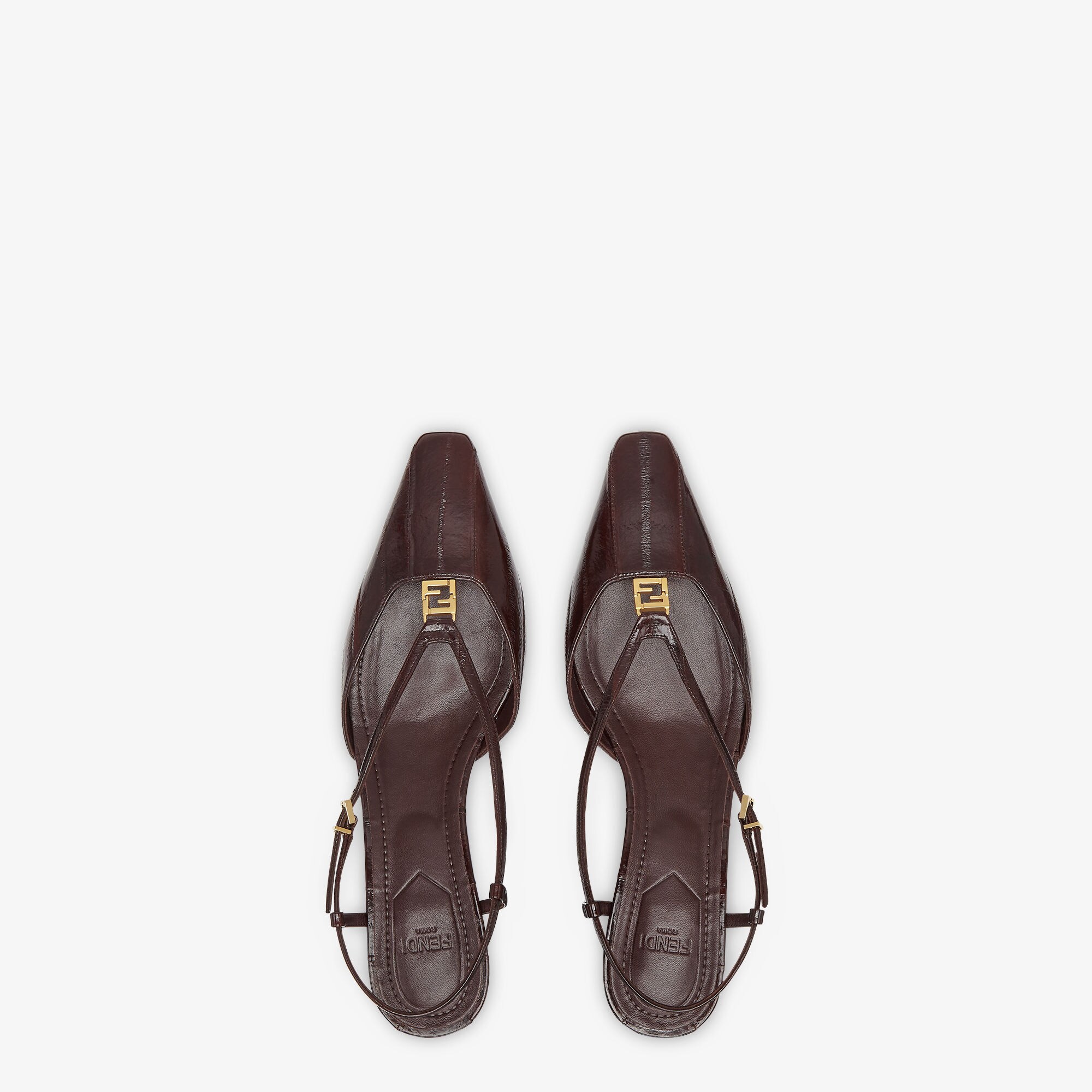 FENDI フィール バックストラップ レザー スライド フェンディ フォールド プレシャスレザー ブラウン | Fendi