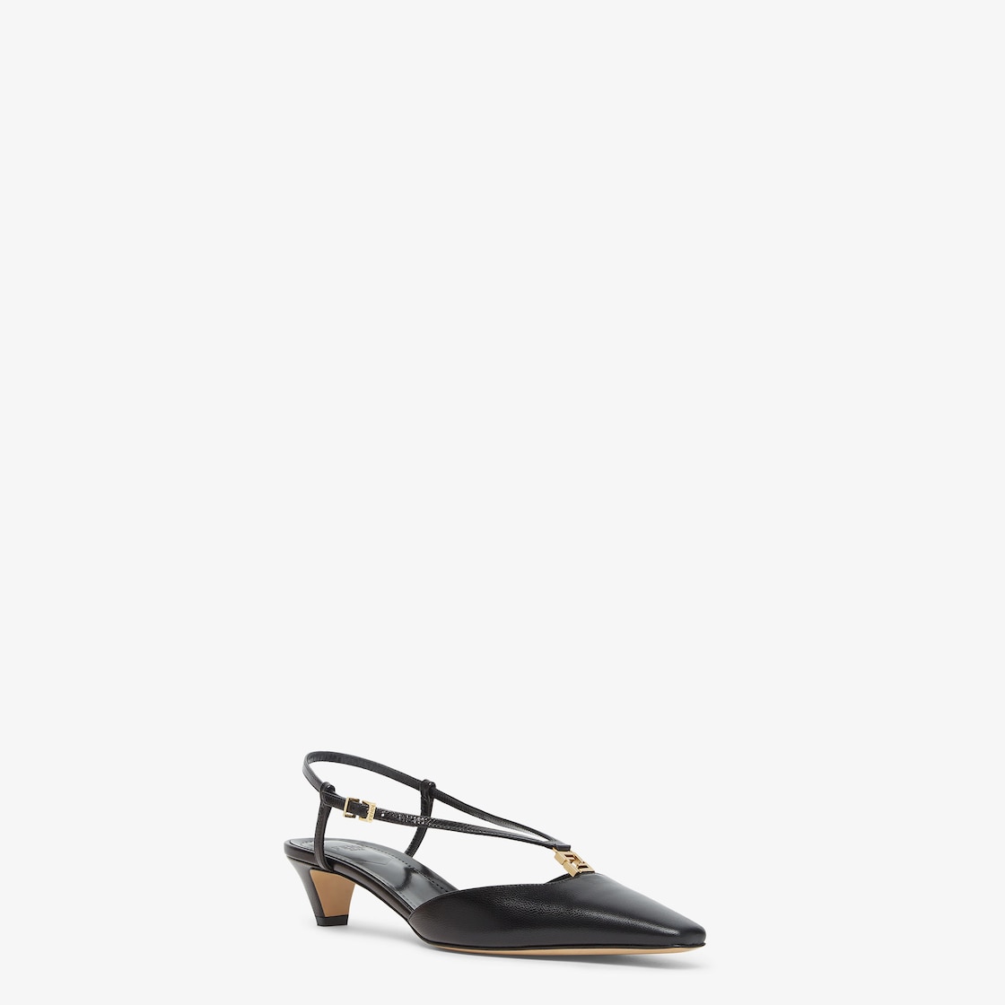 Fendi FFold Black leather low-heeled slingbacks Black - Image 2/5