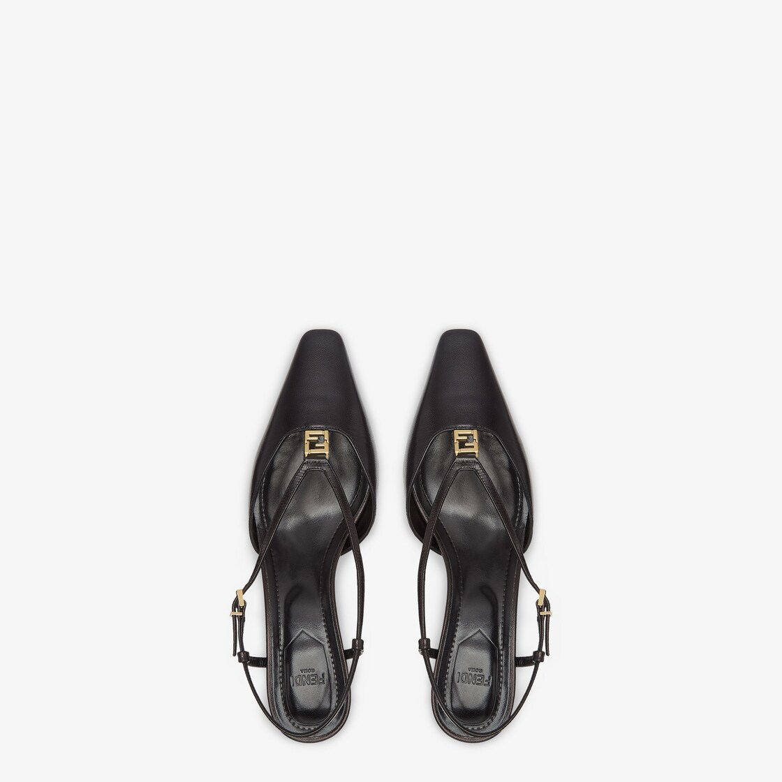 Fendi FFold Black leather low-heeled slingbacks Black - Image 4/5