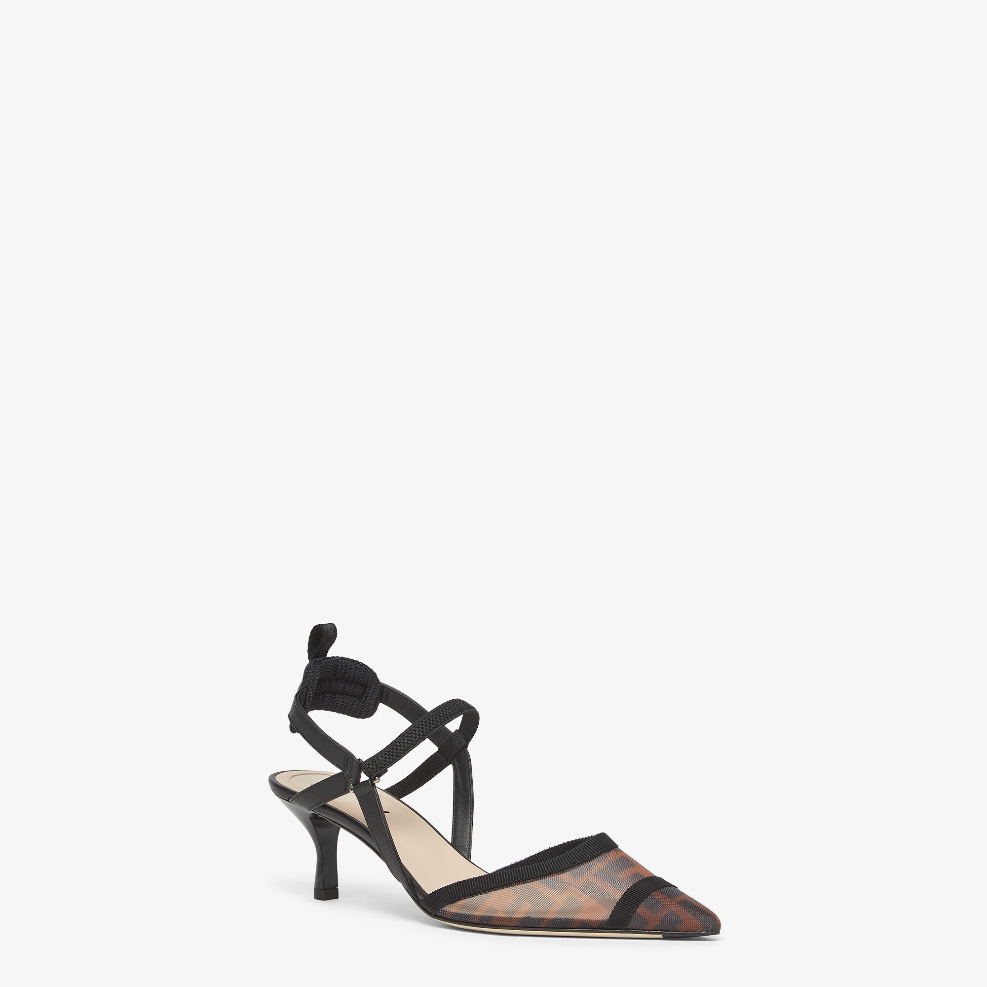 Colibri LiteBrown FF mesh medium heeled slingbacks