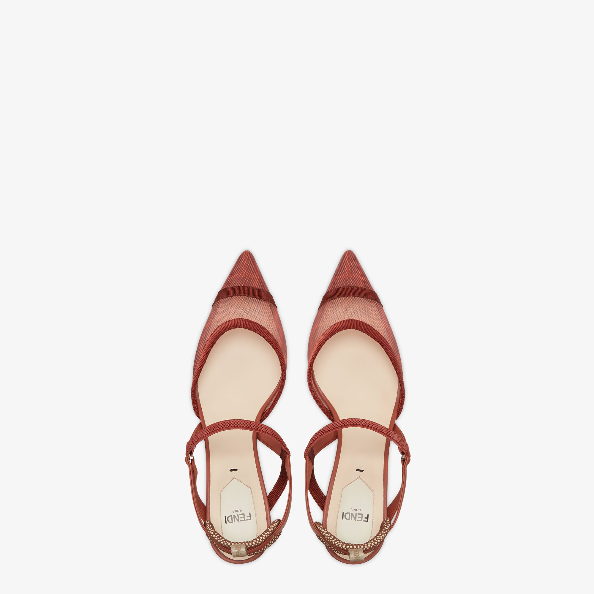 サンダル・ミュール FENDI Colibri Lite FF` Slingbacks Fendi Slingback Flat Colibri Lite In Mesh With Embroidery Ff