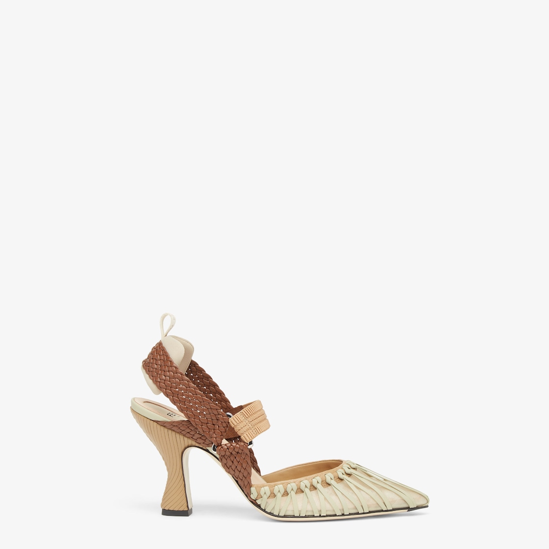 Colibrì Mesh and braided leather high-heeled slingbacks Multicolour - Image 1/5