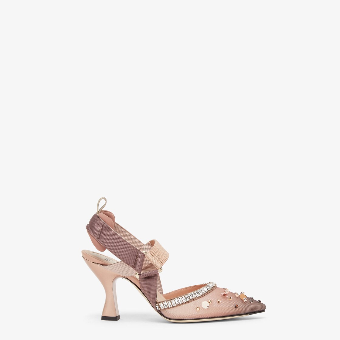 Colibrì Pink mesh and crystals high-heeled slingbacks Pink - Image 1/4