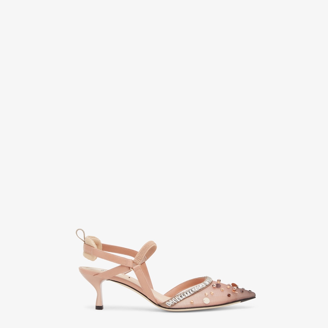 Colibrì Pink mesh and crystals medium-heeled slingbacks Pink - Image 1/4