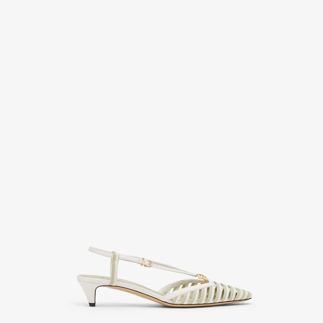 Fendi FFold White and green leather low-heeled slingbacks White - Image 1/6