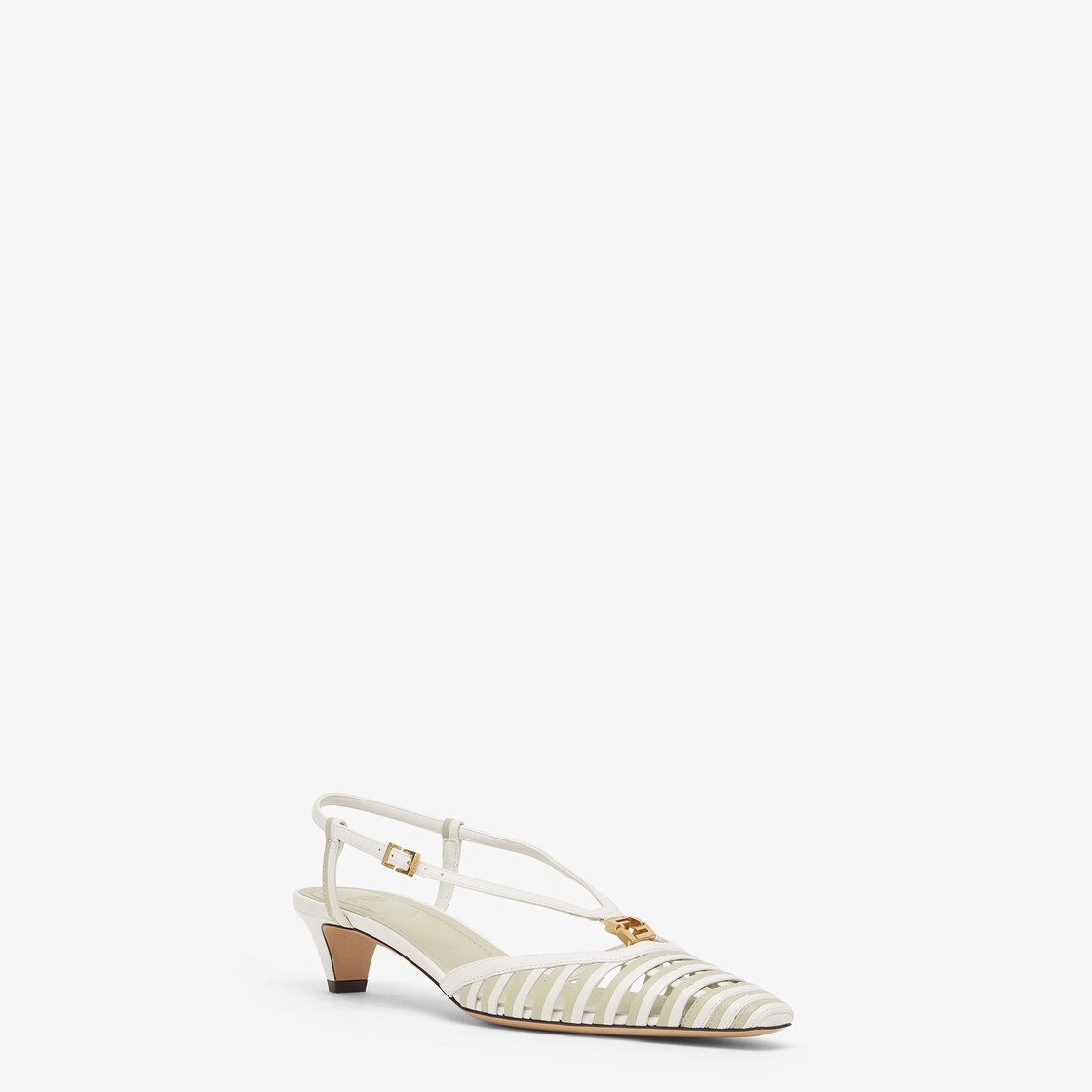 Fendi FFold White and green leather low-heeled slingbacks White - Image 3/6