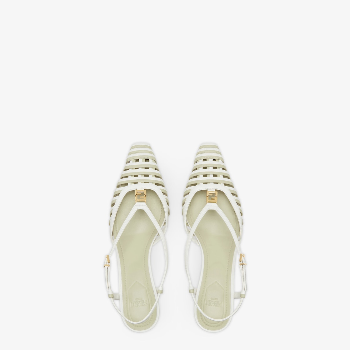 Fendi FFold White and green leather low-heeled slingbacks White - Image 5/6