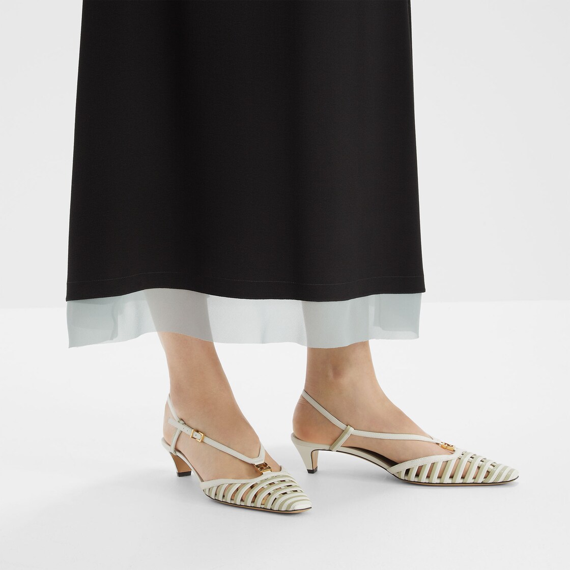 Fendi FFold White and green leather low-heeled slingbacks White - Image 6/6