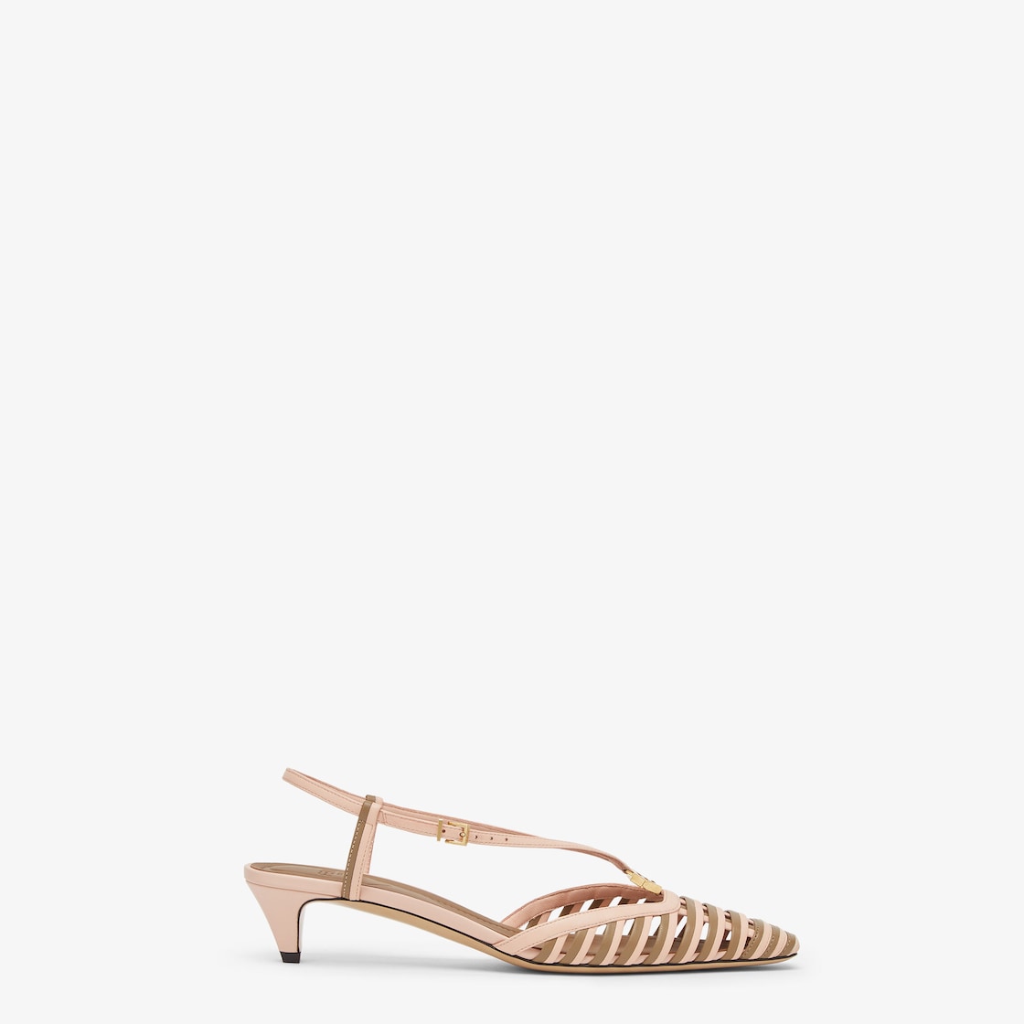 Fendi FFold Pink and beige leather low-heeled slingbacks Pink - Image 1/5