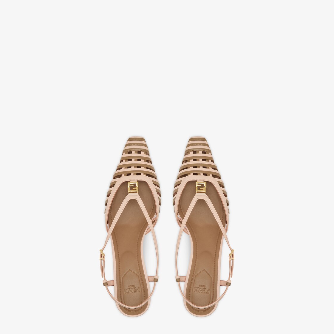 Fendi FFold Pink and beige leather low-heeled slingbacks Pink - Image 4/5