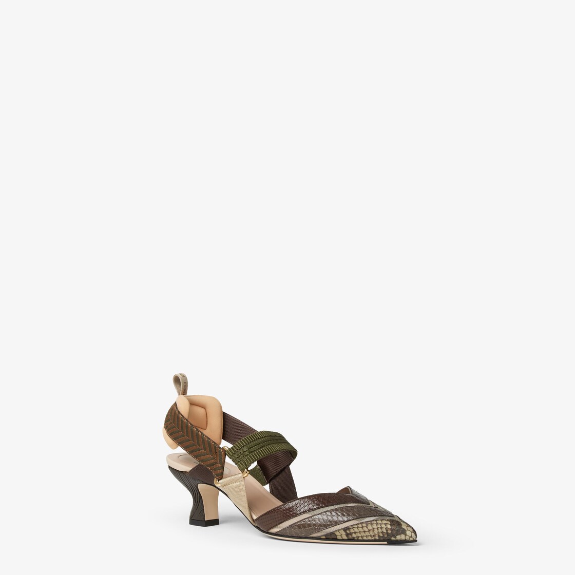 Colibrì Medium-heeled mesh and ayers leather slingbacks Multicolour - Image 2/4