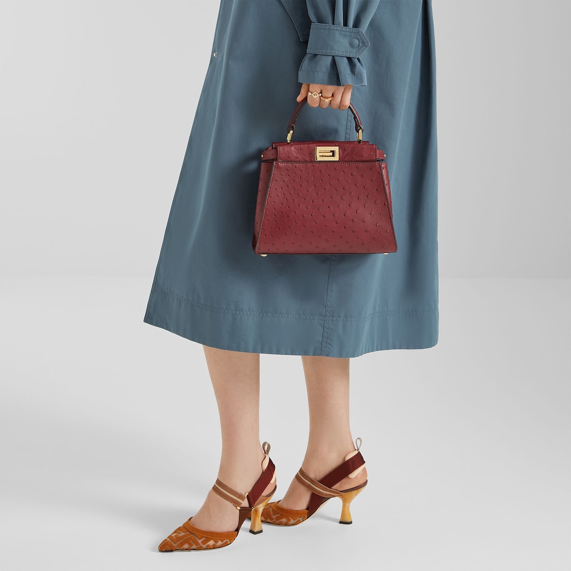 Colibrì Brown FF fabric high-heeled slingbacks Brown - Image 6/6