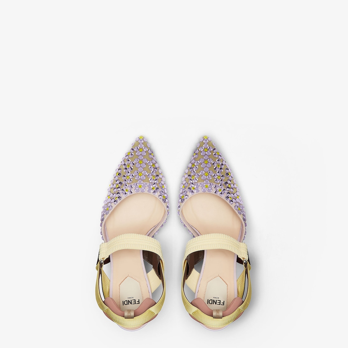 Colibrì Yellow mesh and lilac crystal high-heeled slingbacks Yellow - Image 4/5