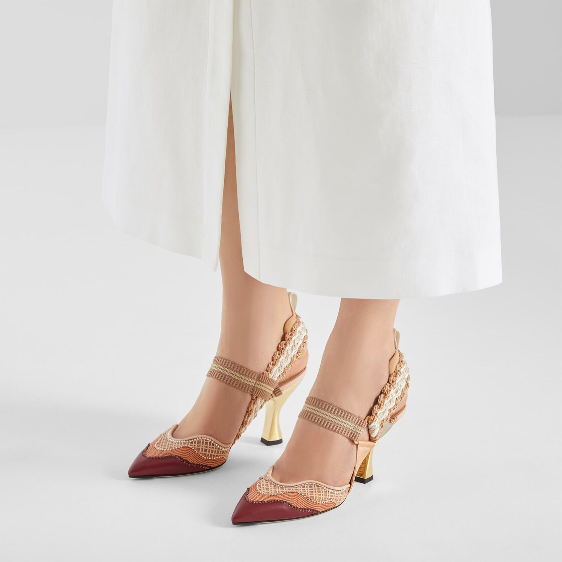 Iconic Colibrì Multicoloured nappa leather and mesh high-heeled slingbacks Pink - Image 5/5