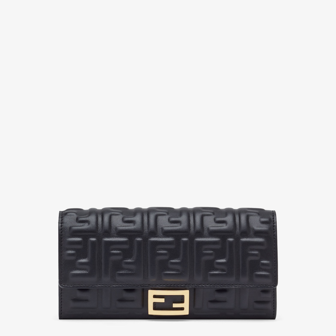 FENDI フェンディ バゲット コンチネンタル ナッパレザー チェーン付 黒-