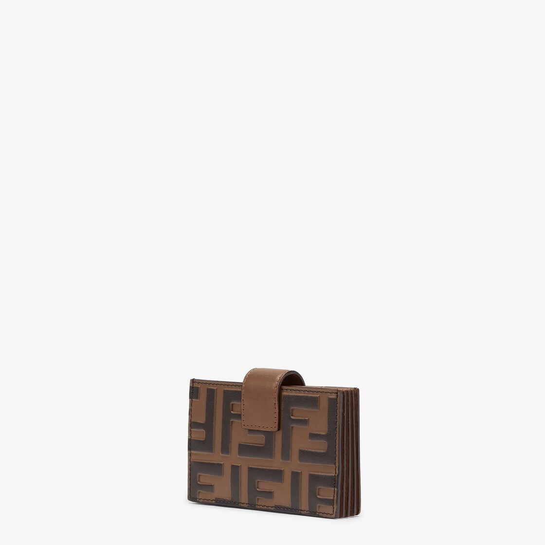 Fendi Ff Leather Card Holder in Brown