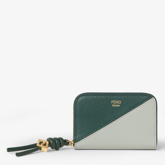 Fendi Ff Diamonds Zip Around Mini In Green