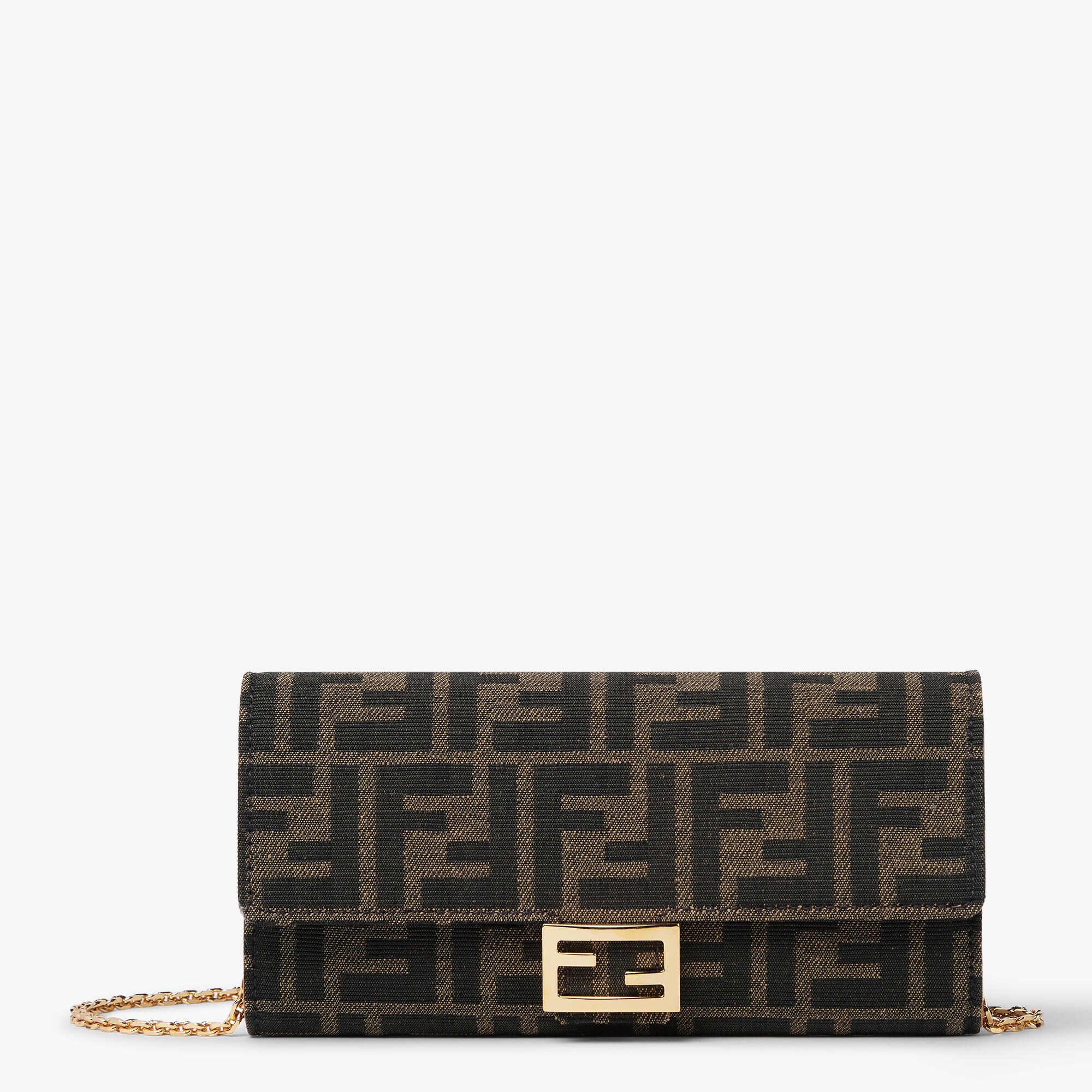 長財布 Fendi Printed Nappa Leather Baguette Wallet Baguette Continental Wallet With Chain Leather Beige | Fendi