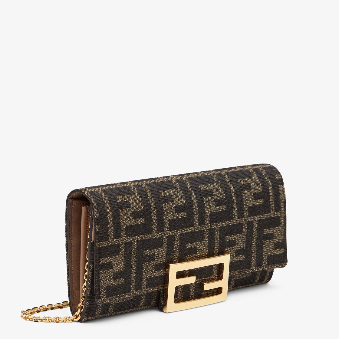 Fendi Studded Leather Continental Chain Wallet