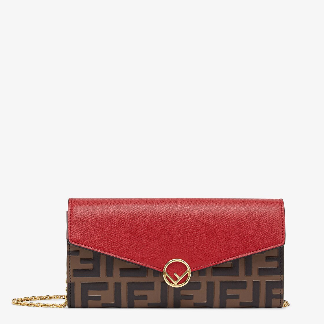 Cross body bags Fendi - Wallet On Chain bag in red with brown FF -  8BS006AAIIF13QI