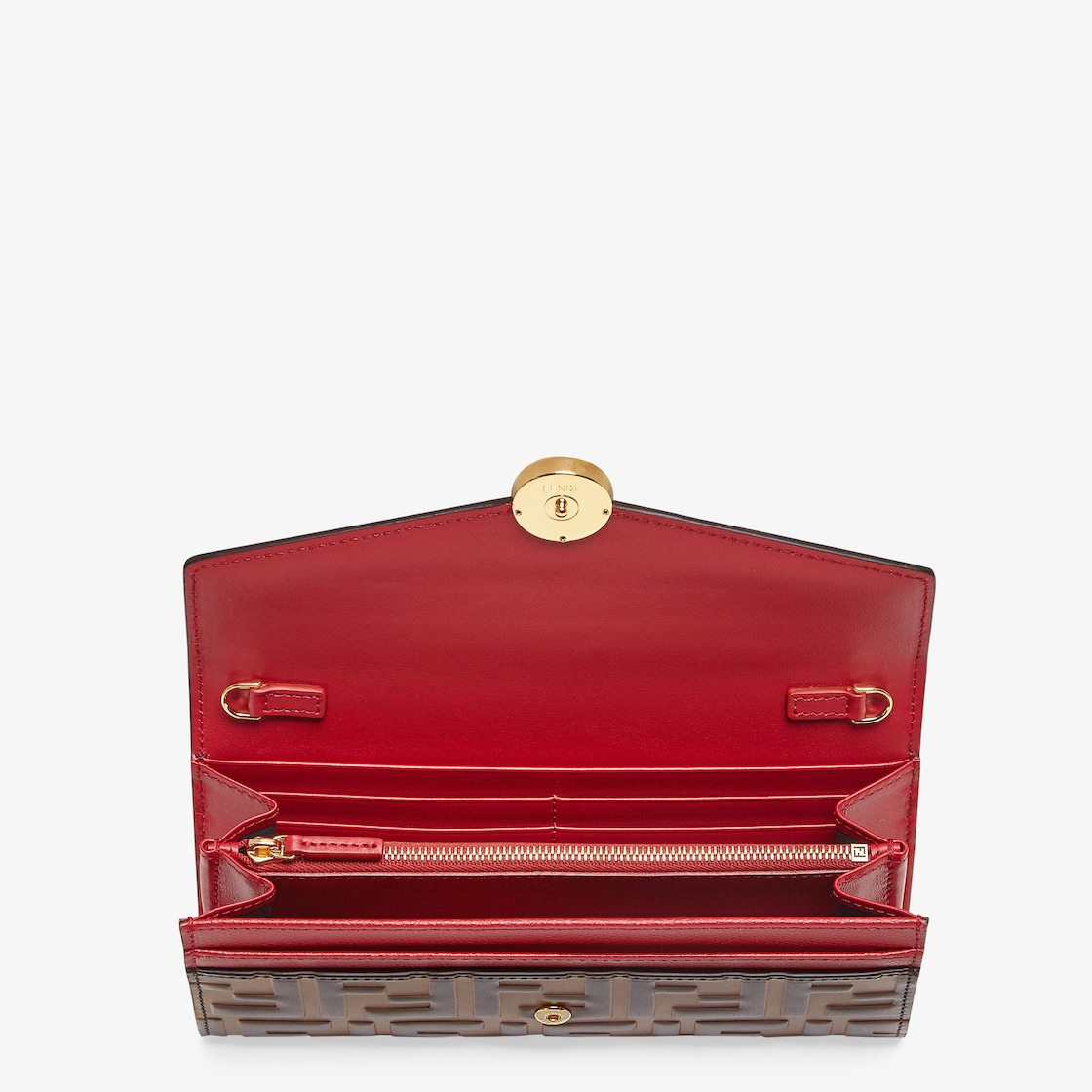 Continental With Chain - Red leather wallet