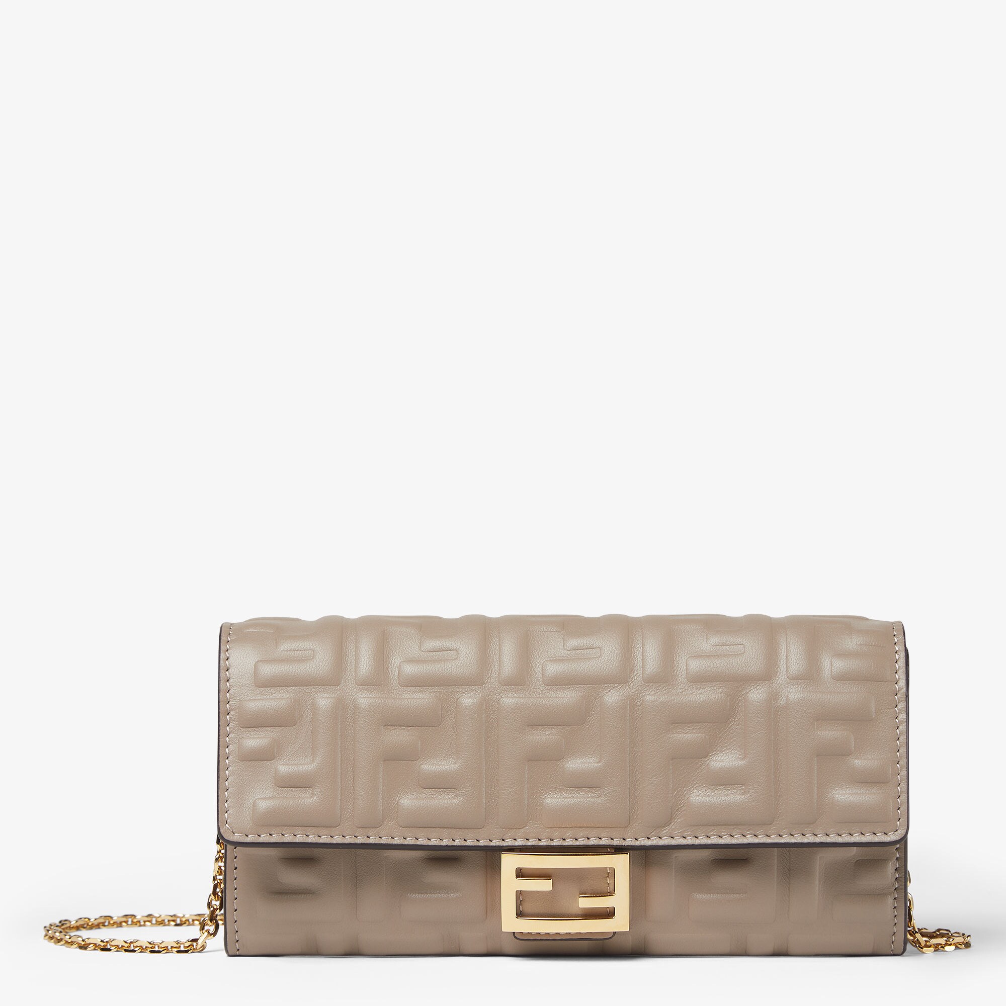 Baguette Continental Wallet With Chain - Dove gray nappa leather 