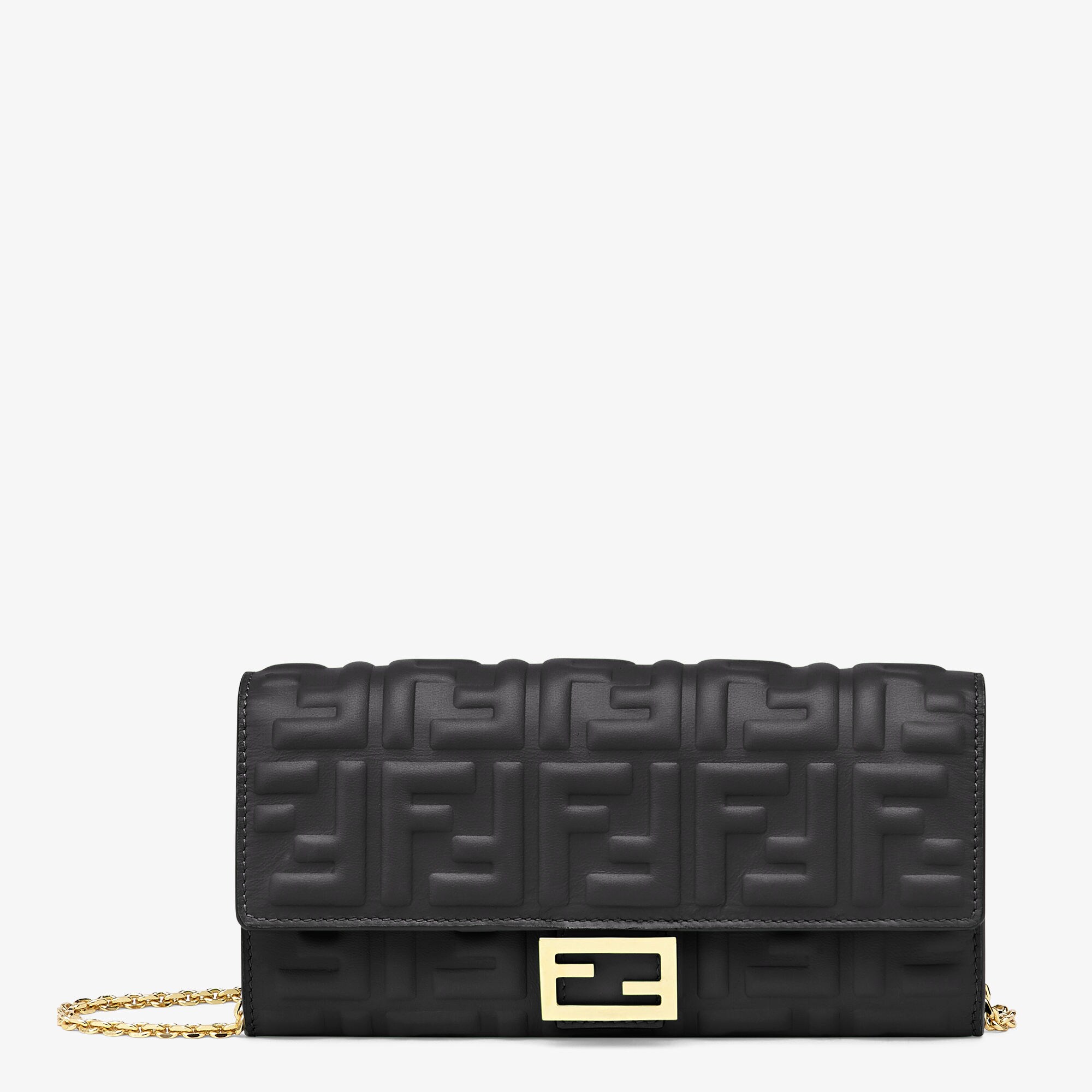 Baguette Continental With Chain Leather Black Fendi