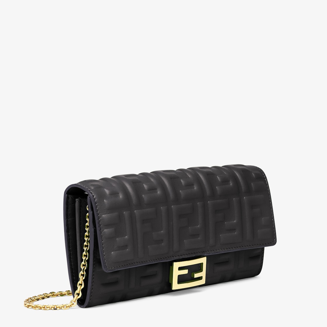 Fendi Baguette Continental Leather Wallet in Black