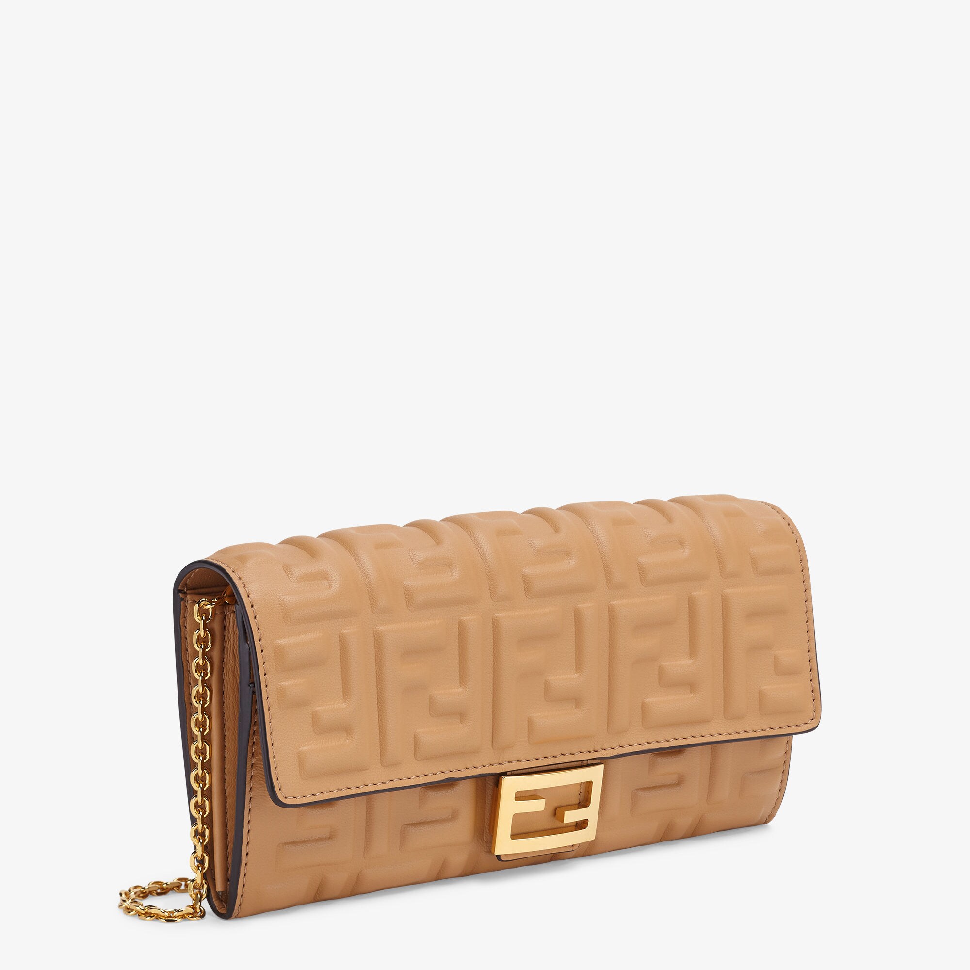 折りたたみ財布 FENDI Continental With Chain Baguette wallet Baguette Continental Wallet With Chain Leather Beige | Fendi