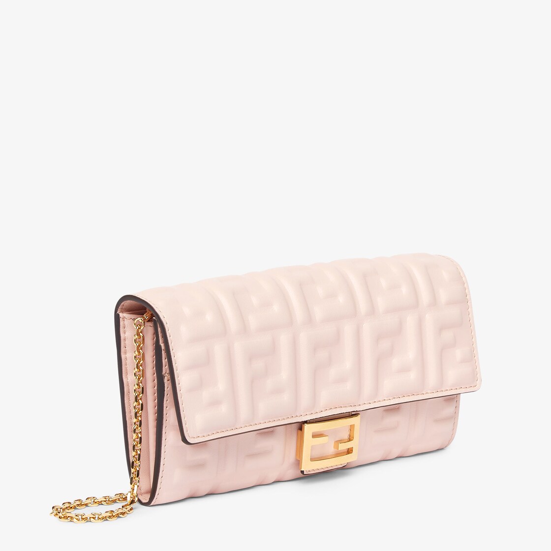 Baguette Continental Wallet With Chain - Pink FF nappa leather wallet