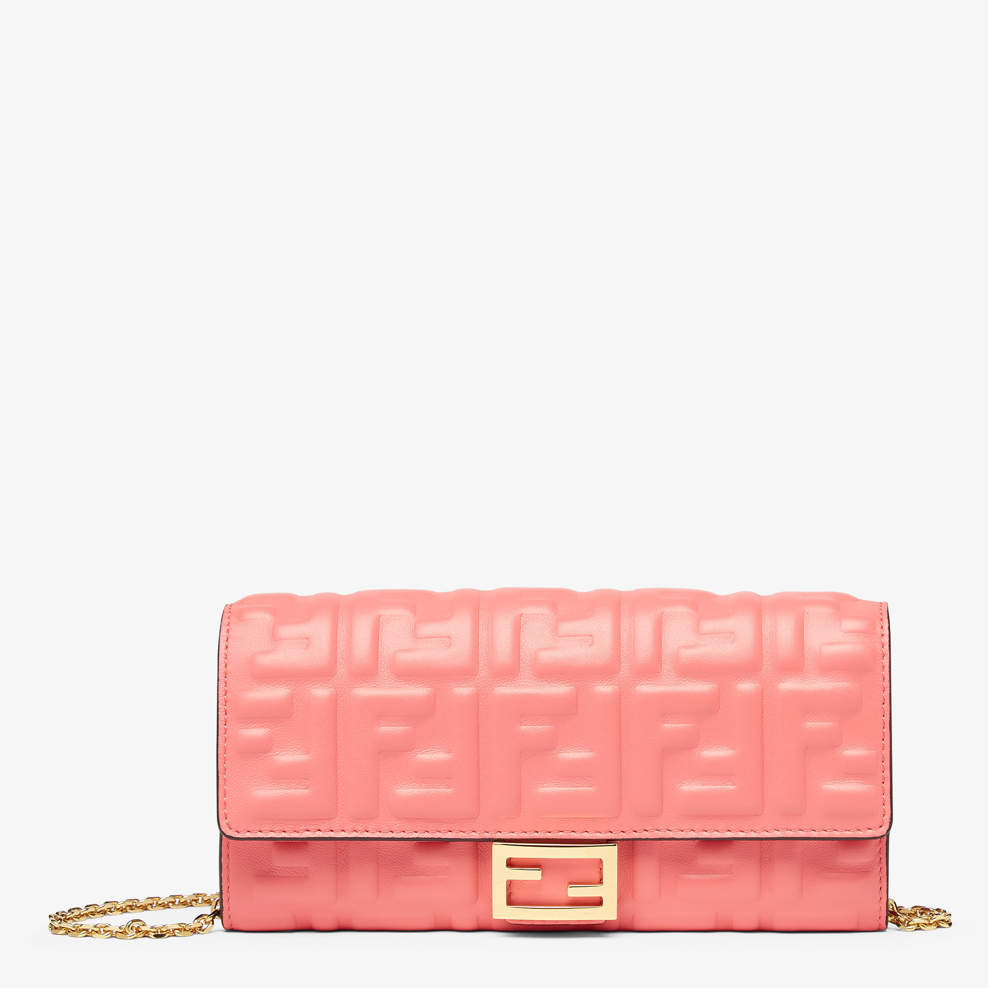 Baguette Continental Wallet with Chain , Pink, One Size- Fendi