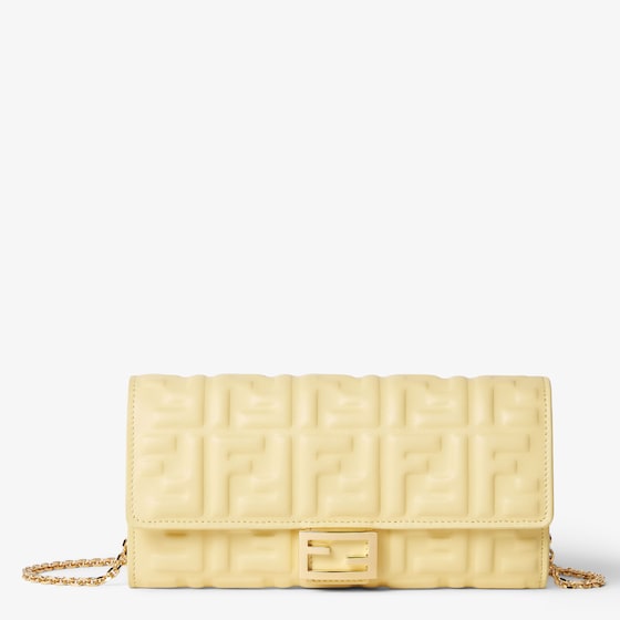 Fendi Baguette Continental With Chain In Yellow